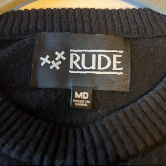 RUDE Unicorn skull pullover sweater, black and white, size M - Picture 2 of 11